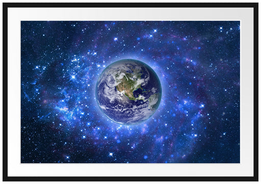 Planet Erde im Weltraum Passepartout 100x70
