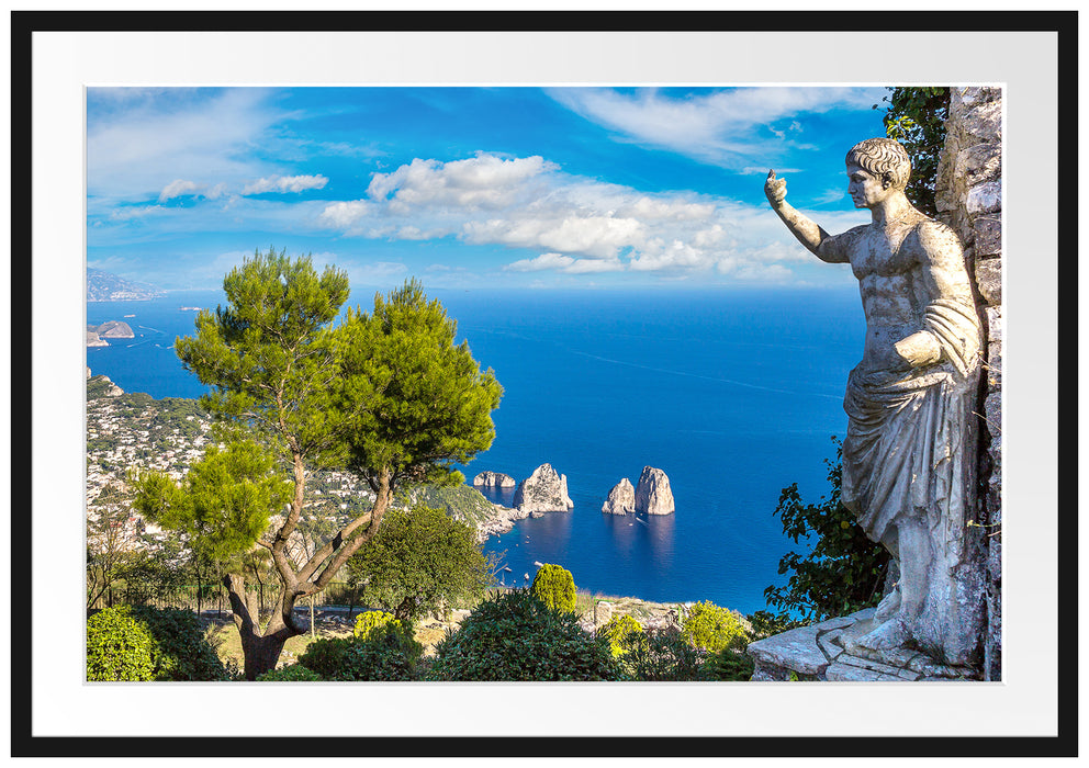 Pixxprint Insel Capri in Italien, im Galerie-Passepartout Bilderrahmen