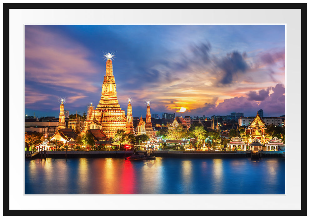 Pixxprint Tempel Bangkok Thailand, im Galerie-Passepartout Bilderrahmen