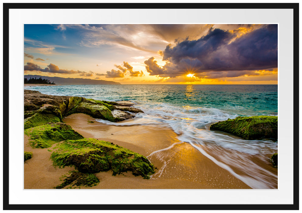 Sonnenuntergang auf Hawaii Passepartout 100x70
