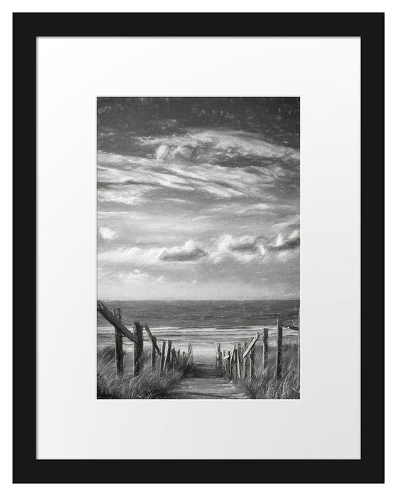 Weg zum Strand am Meer Kunst Passepartout 38x30