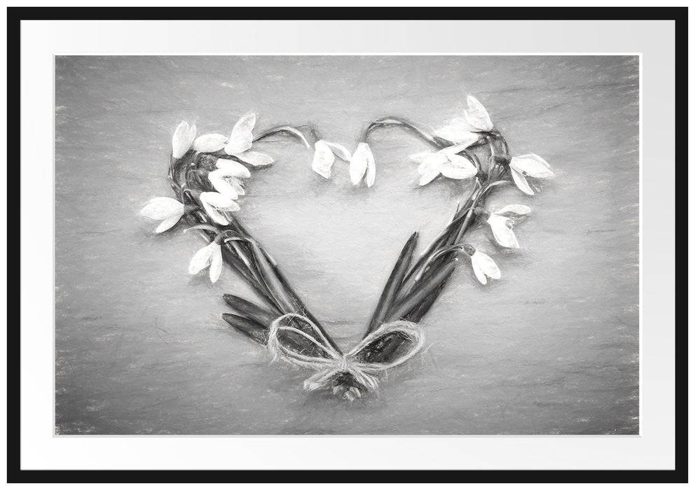 Herz aus Blumen Kunst Passepartout 100x70