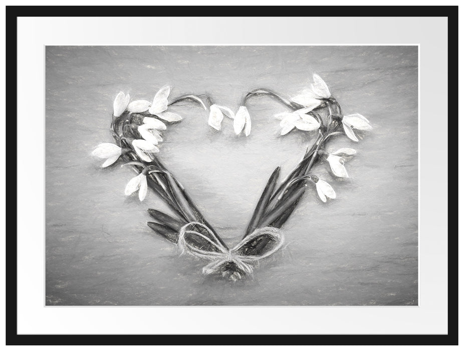 Herz aus Blumen Kunst Passepartout 80x60
