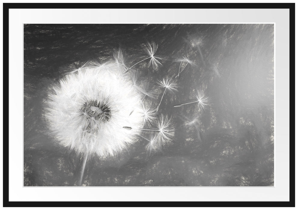 Pixxprint Löwenzahn Samen Kunst, im Galerie-Passepartout Bilderrahmen