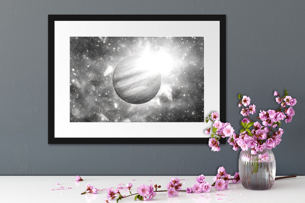 Planet Jupiter im Universum Kunst Passepartout Wohnzimmer