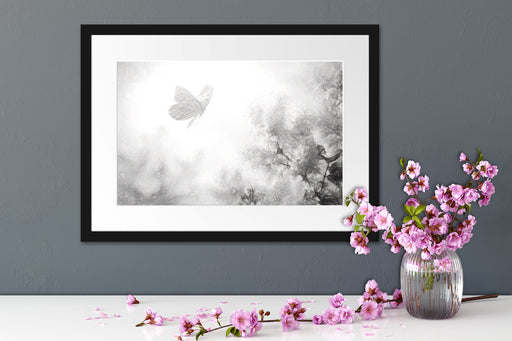 Schmetterling Kirschblüten Passepartout Wohnzimmer