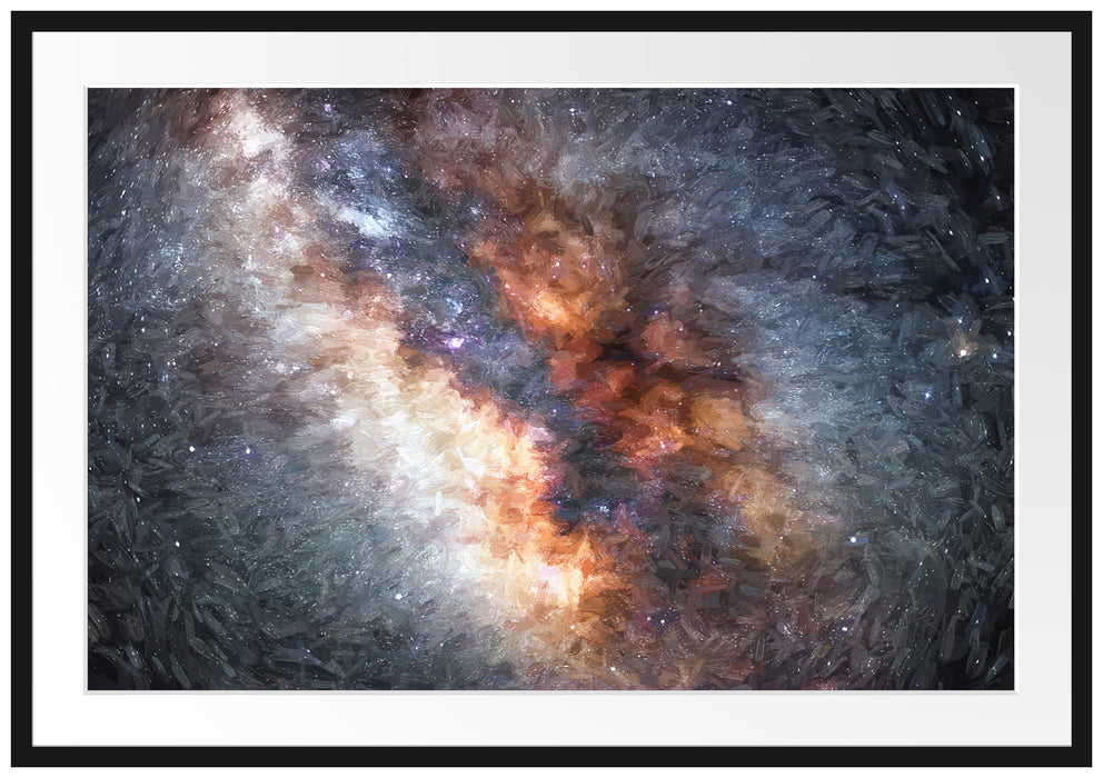 Pixxprint Zentrum der Milchstraße Kunst, im Galerie-Passepartout Bilderrahmen