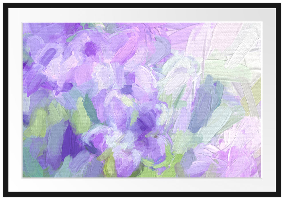 Pixxprint Lilane Lavendelblumen Kunst, im Galerie-Passepartout Bilderrahmen