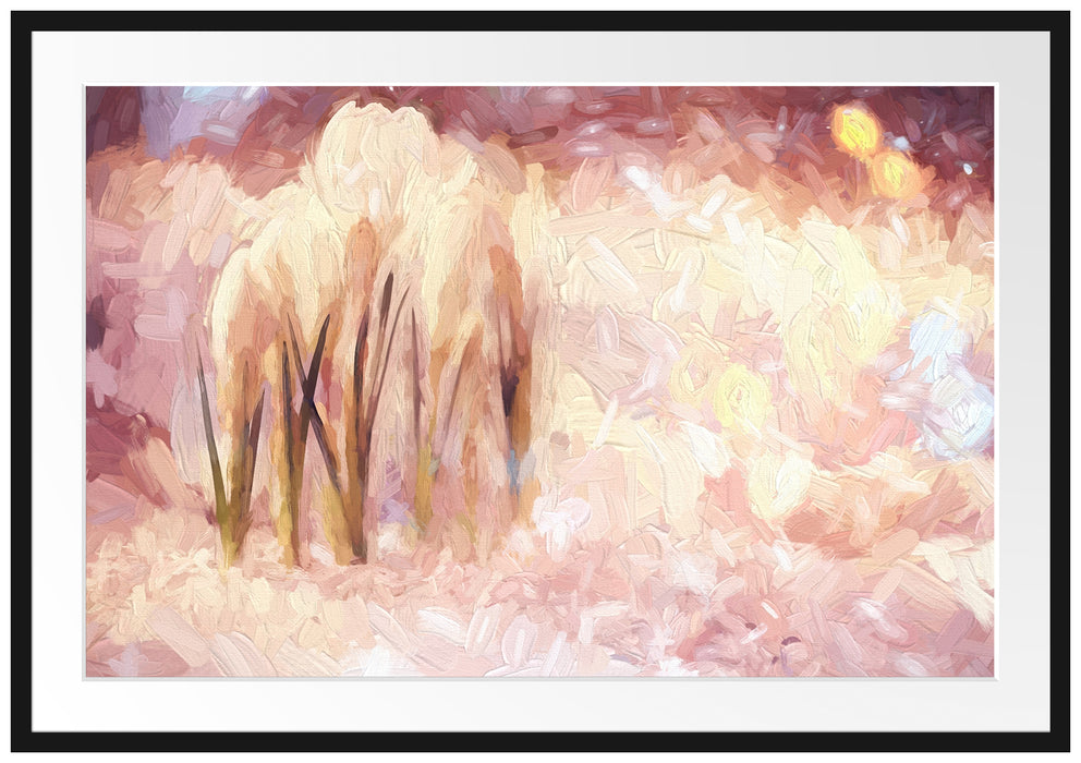 Pixxprint Schneeglöckchen im Frühjahr Kunst, im Galerie-Passepartout Bilderrahmen