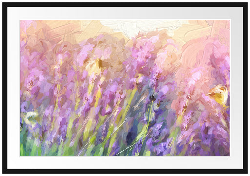 Schmetterlinge auf Lavendelblumen Passepartout 100x70