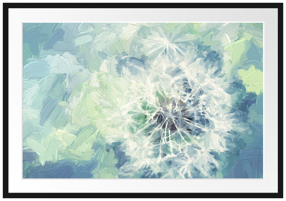 Pixxprint Löwenzahn Nahaufnahme, im Galerie-Passepartout Bilderrahmen