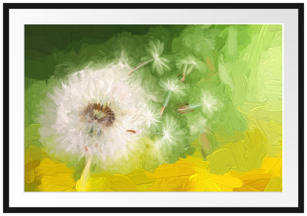Pixxprint Löwenzahn Samen Kunst, im Galerie-Passepartout Bilderrahmen