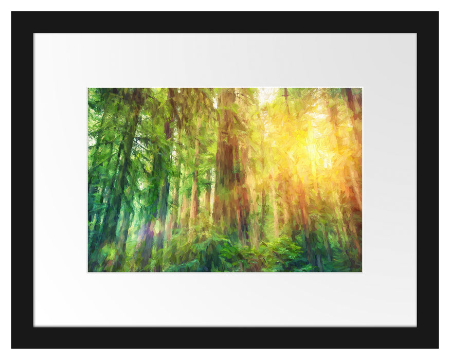 Wald bei Sonnenlicht Kunst Passepartout 38x30