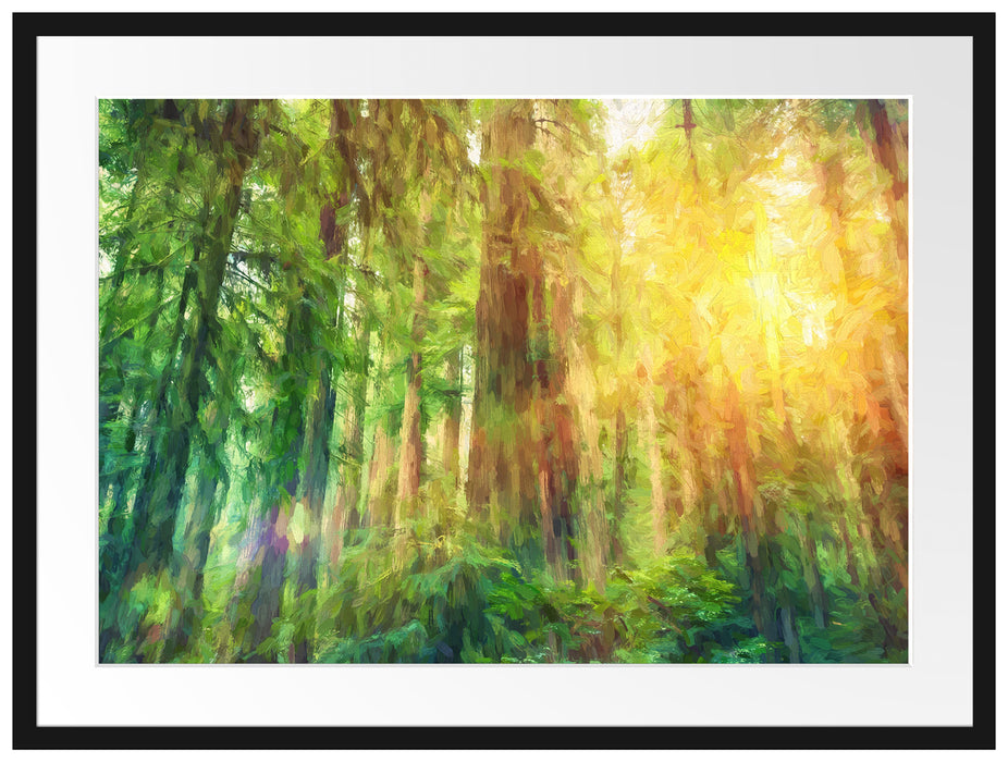 Wald bei Sonnenlicht Kunst Passepartout 80x60