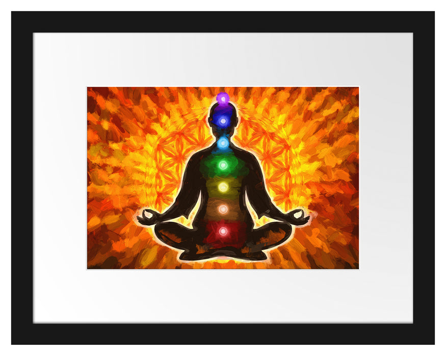 Meditation mit den 7 Chakren Kunst Passepartout 38x30