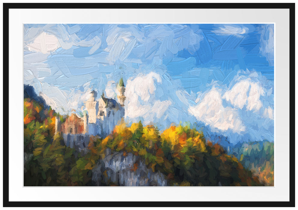 Pixxprint Schloss Neuschwanstein, im Galerie-Passepartout Bilderrahmen