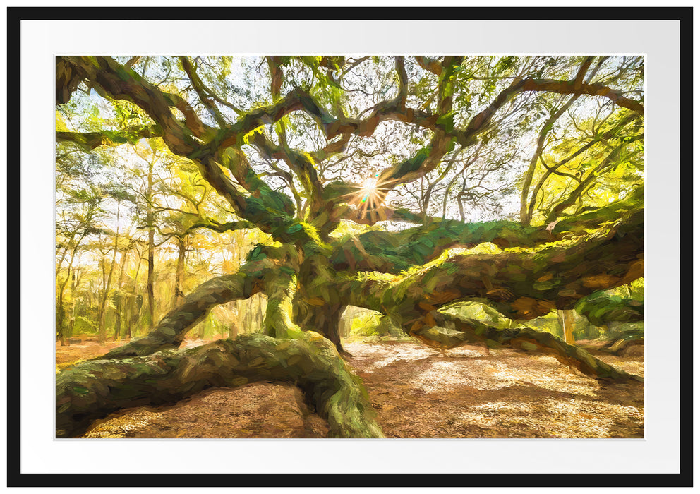 Pixxprint Baum, im Galerie-Passepartout Bilderrahmen