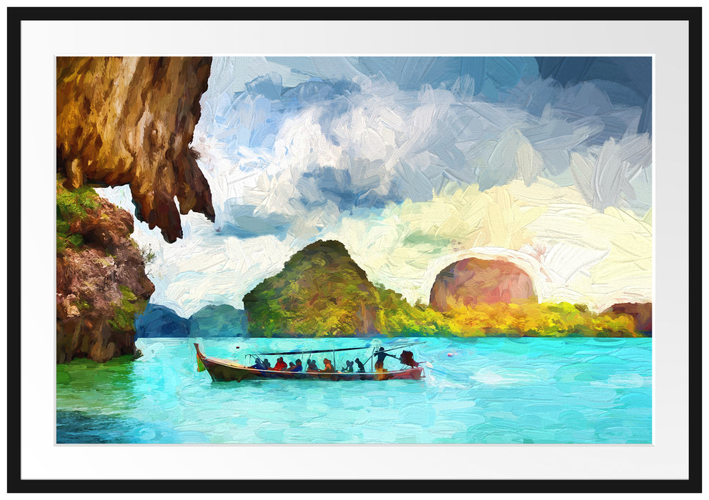 Pixxprint Thailand Phuket Playa Paradisiaca, im Galerie-Passepartout Bilderrahmen