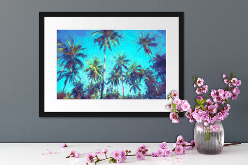 Tropische Palmen Kunst Passepartout Wohnzimmer