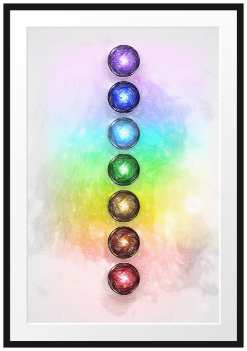 Pixxprint Chakra des Körpers, im Galerie-Passepartout Bilderrahmen