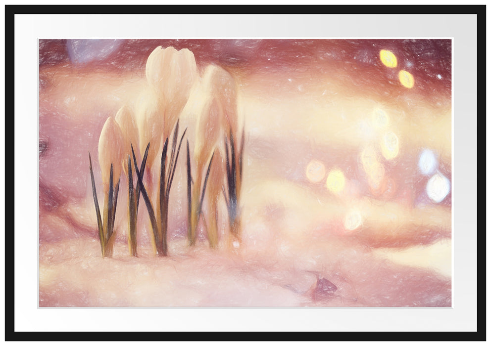 Pixxprint Schneeglöckchen im Frühjahr, im Galerie-Passepartout Bilderrahmen