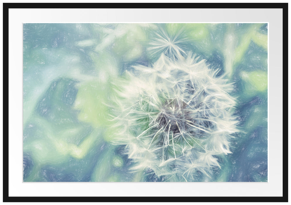 Pixxprint Löwenzahn Nahaufnahme, im Galerie-Passepartout Bilderrahmen