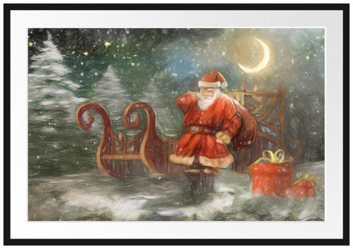 Weihnachtsmann mit Geschenken Passepartout 100x70