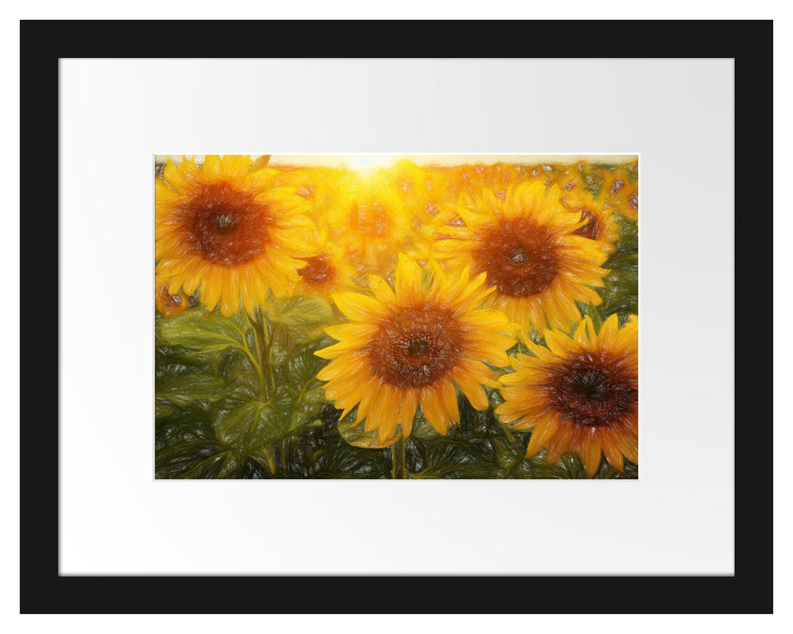 Sonnenblumen auf dem Feld Passepartout 38x30