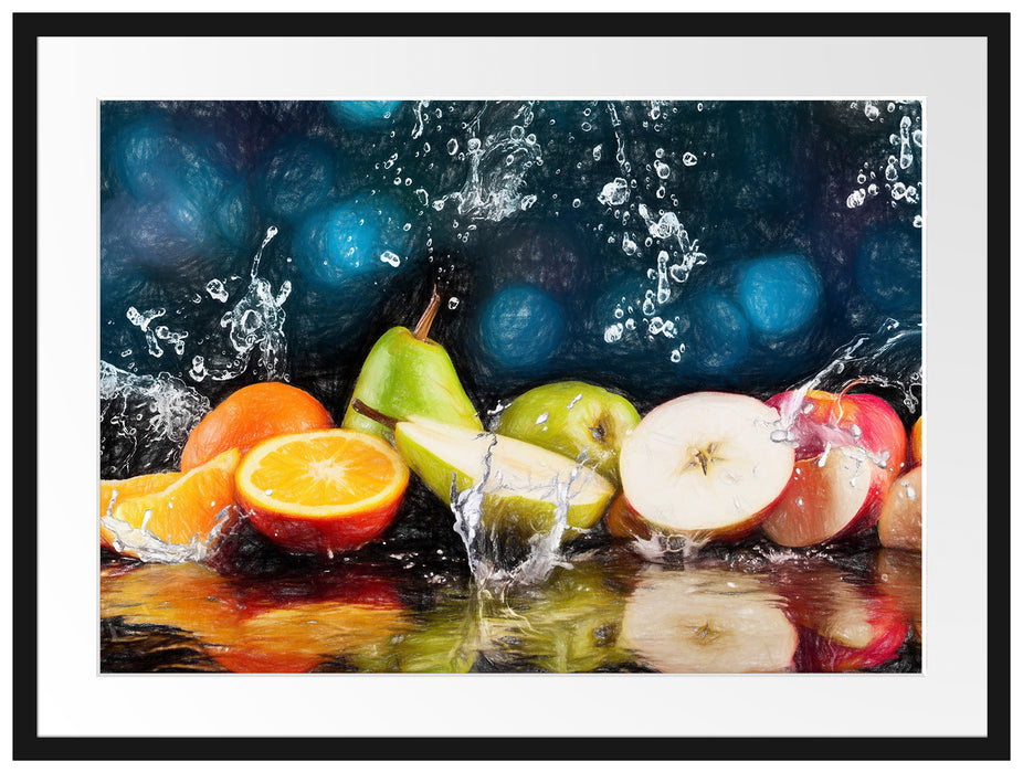 Früchte im Wasser Passepartout 80x60