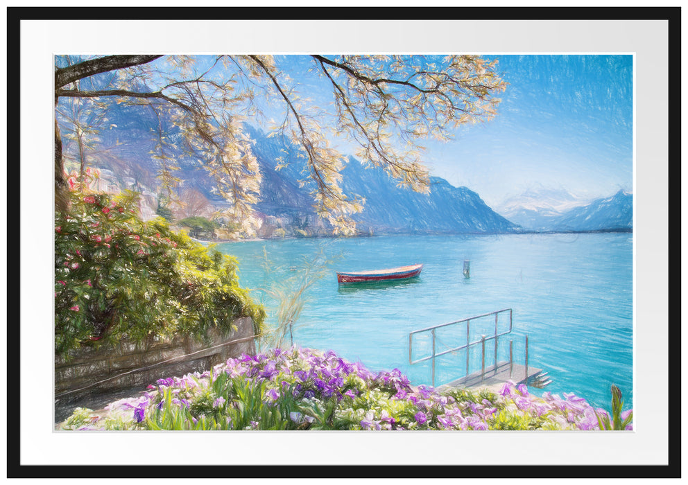 Genfer See im Sonnenschein Passepartout 100x70