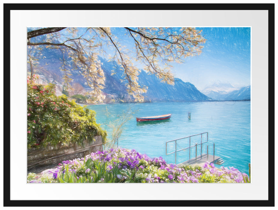 Genfer See im Sonnenschein Passepartout 80x60
