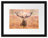 Hirsch im Feld Passepartout 38x30