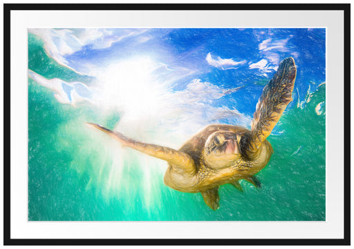 Meeresschildkröte Passepartout 100x70