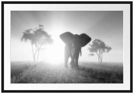 Elefant in der Wüste Passepartout 100x70