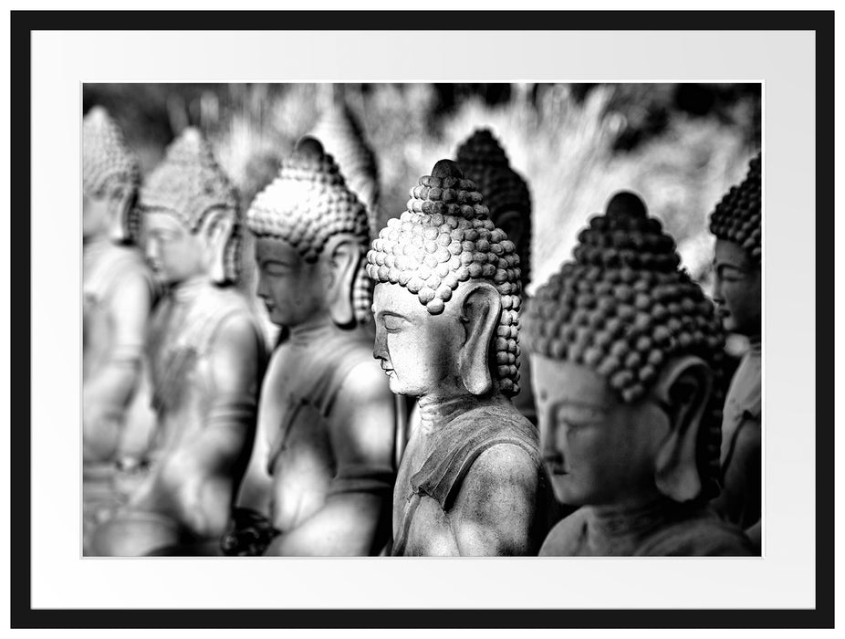 Buddha-Statuen in einer Reihe Passepartout 80x60