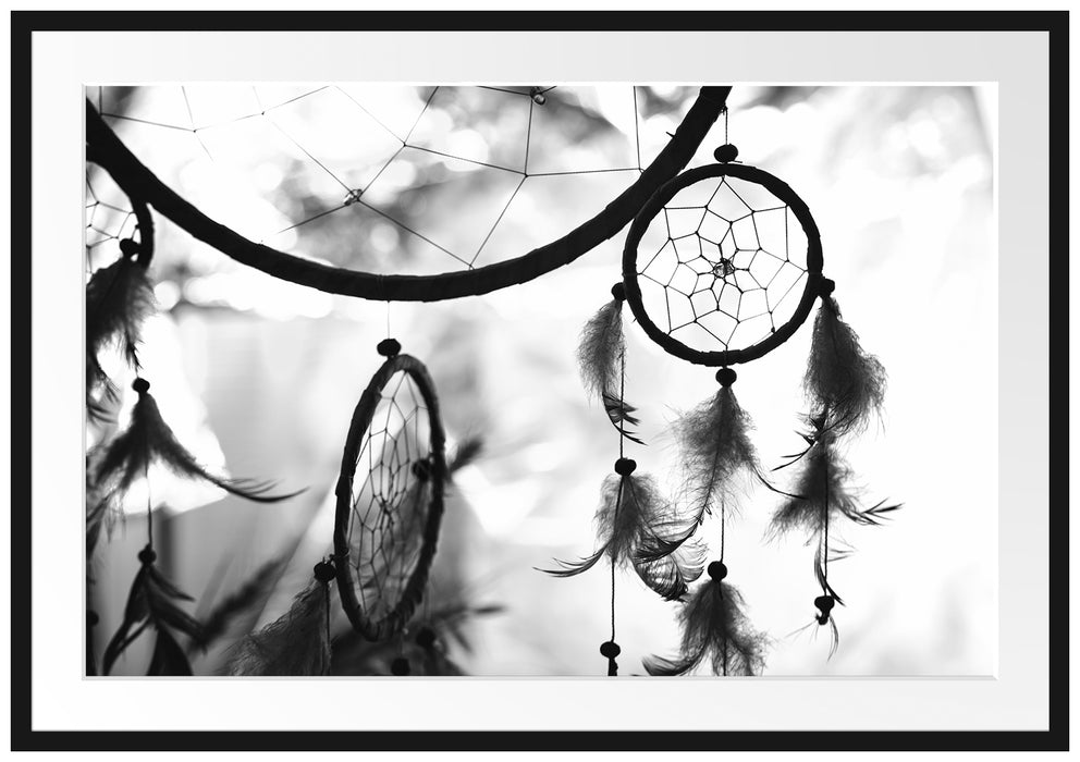 Pixxprint Traumfänger B&W, im Galerie-Passepartout Bilderrahmen