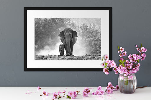 Elefanten Baby Mama Passepartout Wohnzimmer