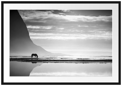 Pferd am Ufer einer Insel Passepartout 100x70