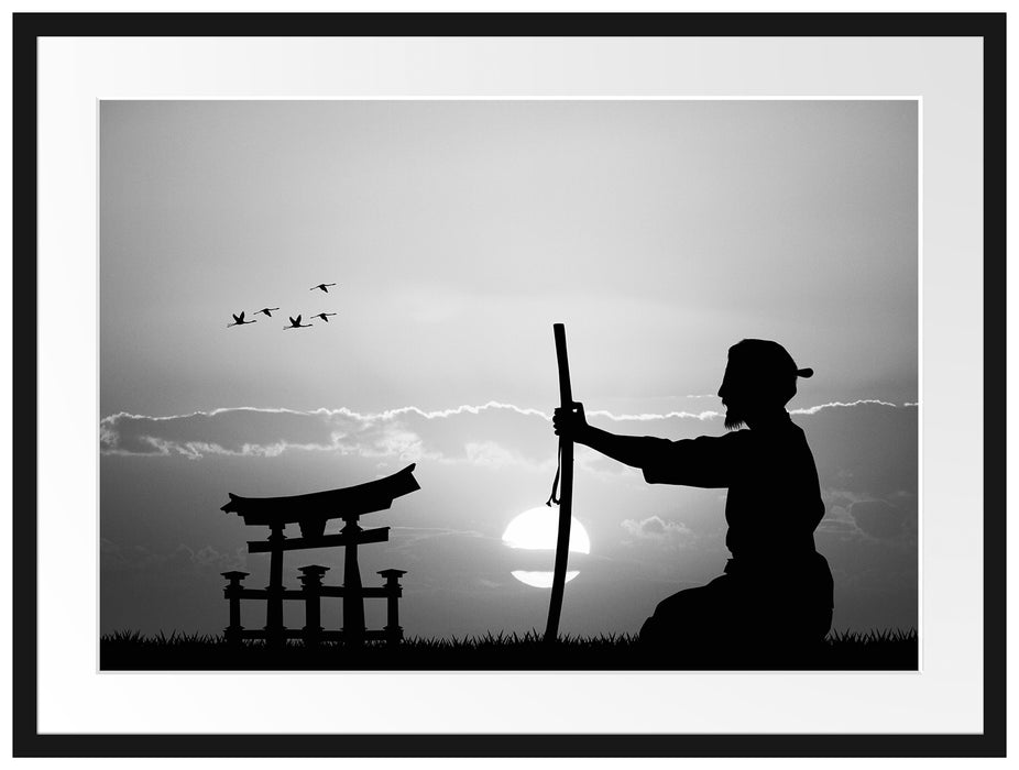 Samurai-Meister vor Horizont Passepartout 80x60