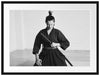 stolze Samurai-Kriegerin Kunst B&W Passepartout 80x60