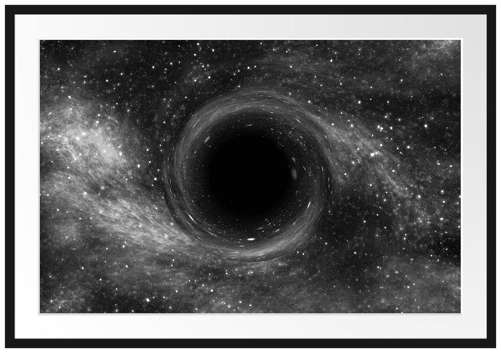 Pixxprint Loch im Weltall, im Galerie-Passepartout Bilderrahmen