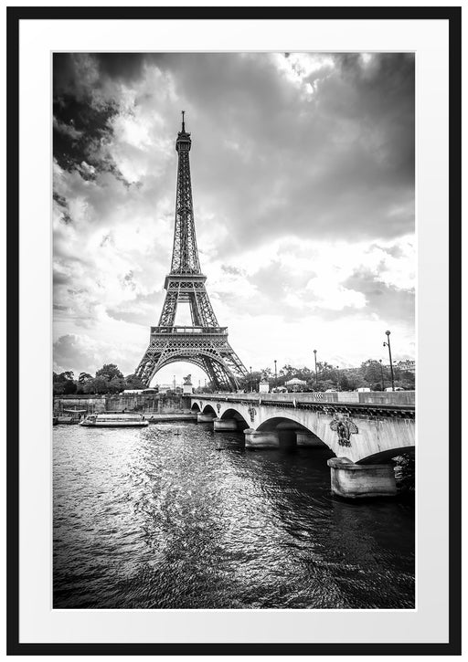 Eiffelturm in Paris Kunst B&W Passepartout 100x70