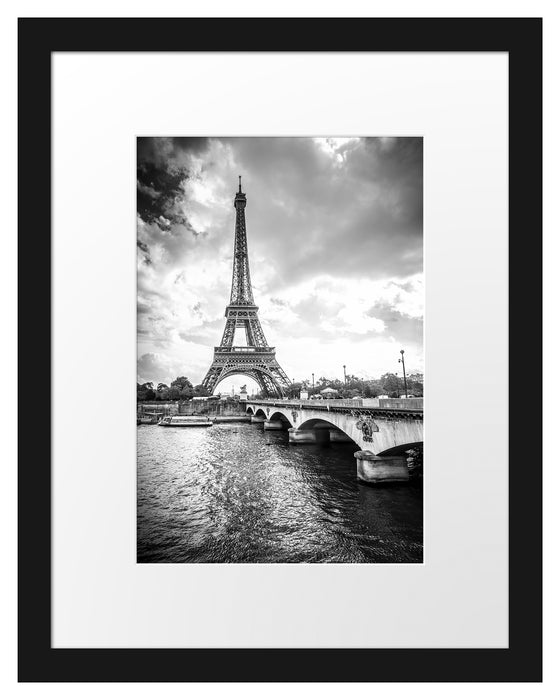 Eiffelturm in Paris Kunst B&W Passepartout 38x30