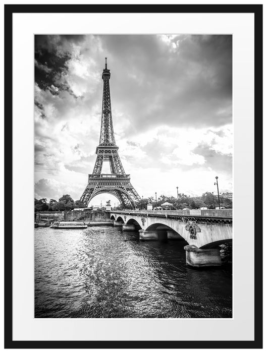 Eiffelturm in Paris Kunst B&W Passepartout 80x60