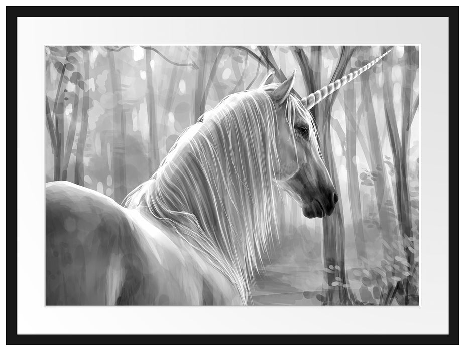 Einhorn im Wald Passepartout 80x60