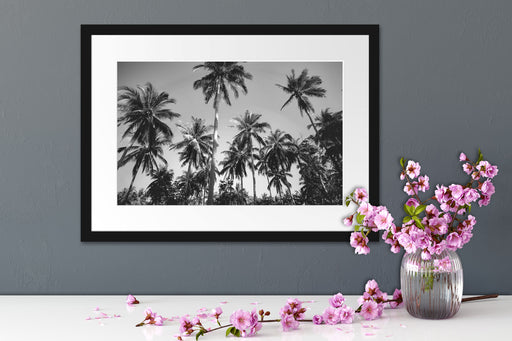 Tropische Palmen Kunst B&W Passepartout Wohnzimmer