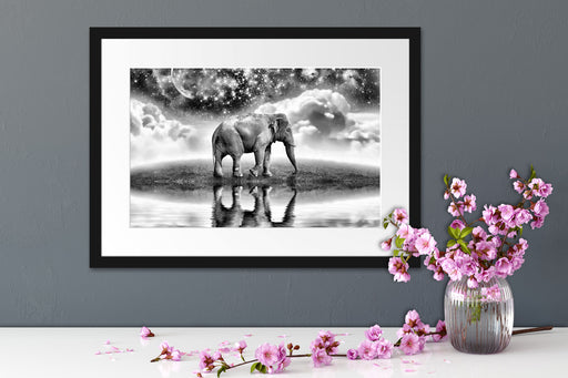 Elefant, Wiese, Himmel, Afrika Passepartout Wohnzimmer