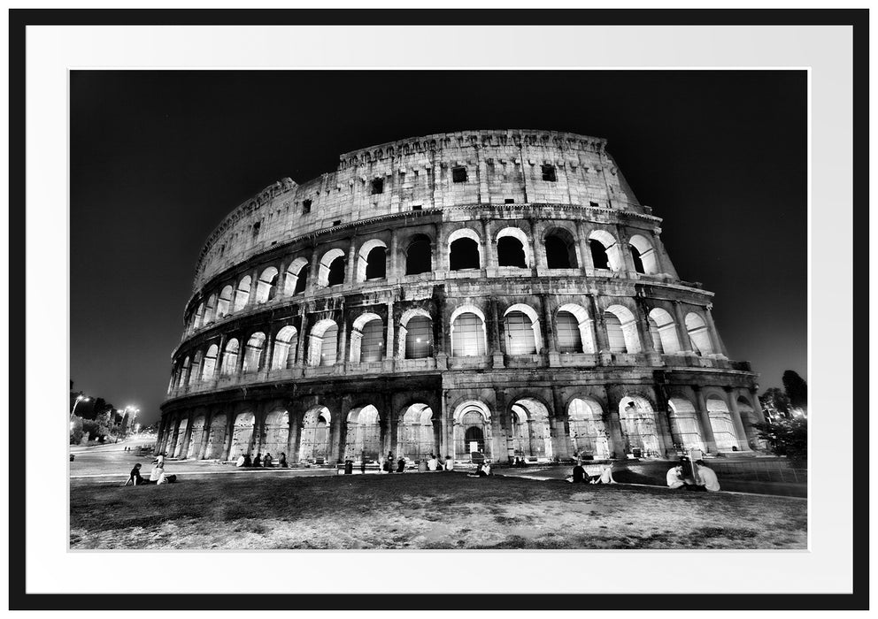 Pixxprint Colosseum in Rom Italien Italy, im Galerie-Passepartout Bilderrahmen