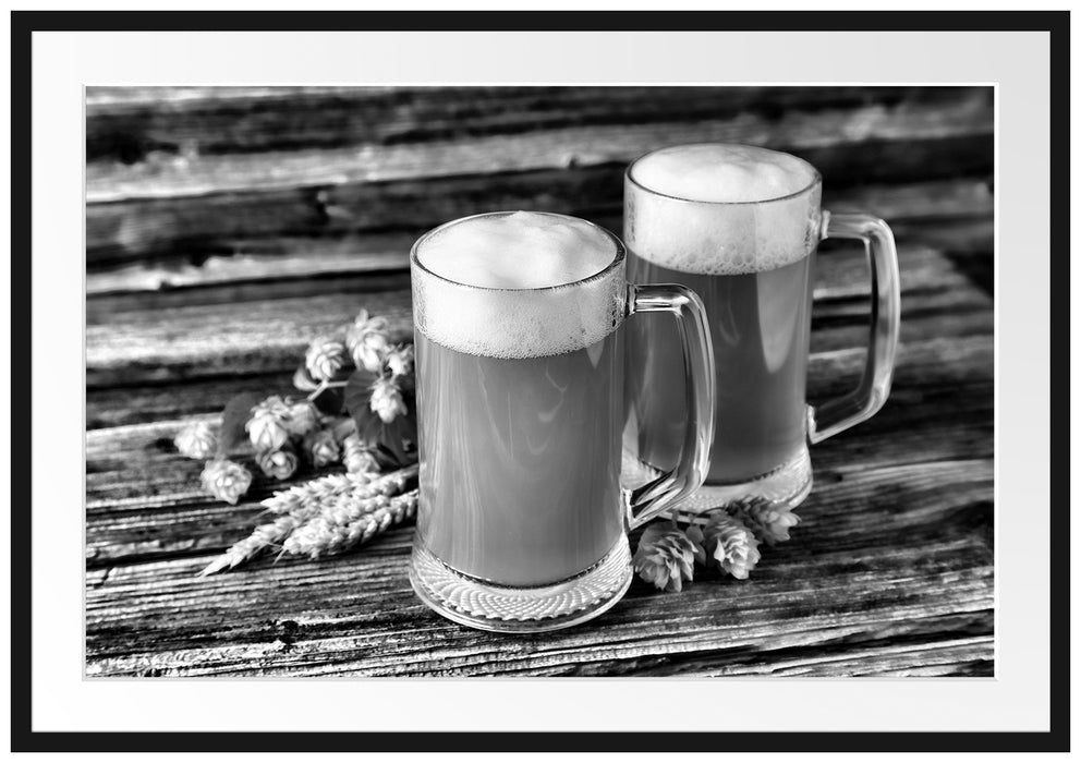 Pixxprint Bier Bierglas, im Galerie-Passepartout Bilderrahmen
