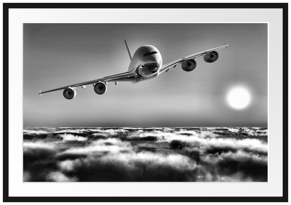 Pixxprint Flugzeug, im Galerie-Passepartout Bilderrahmen